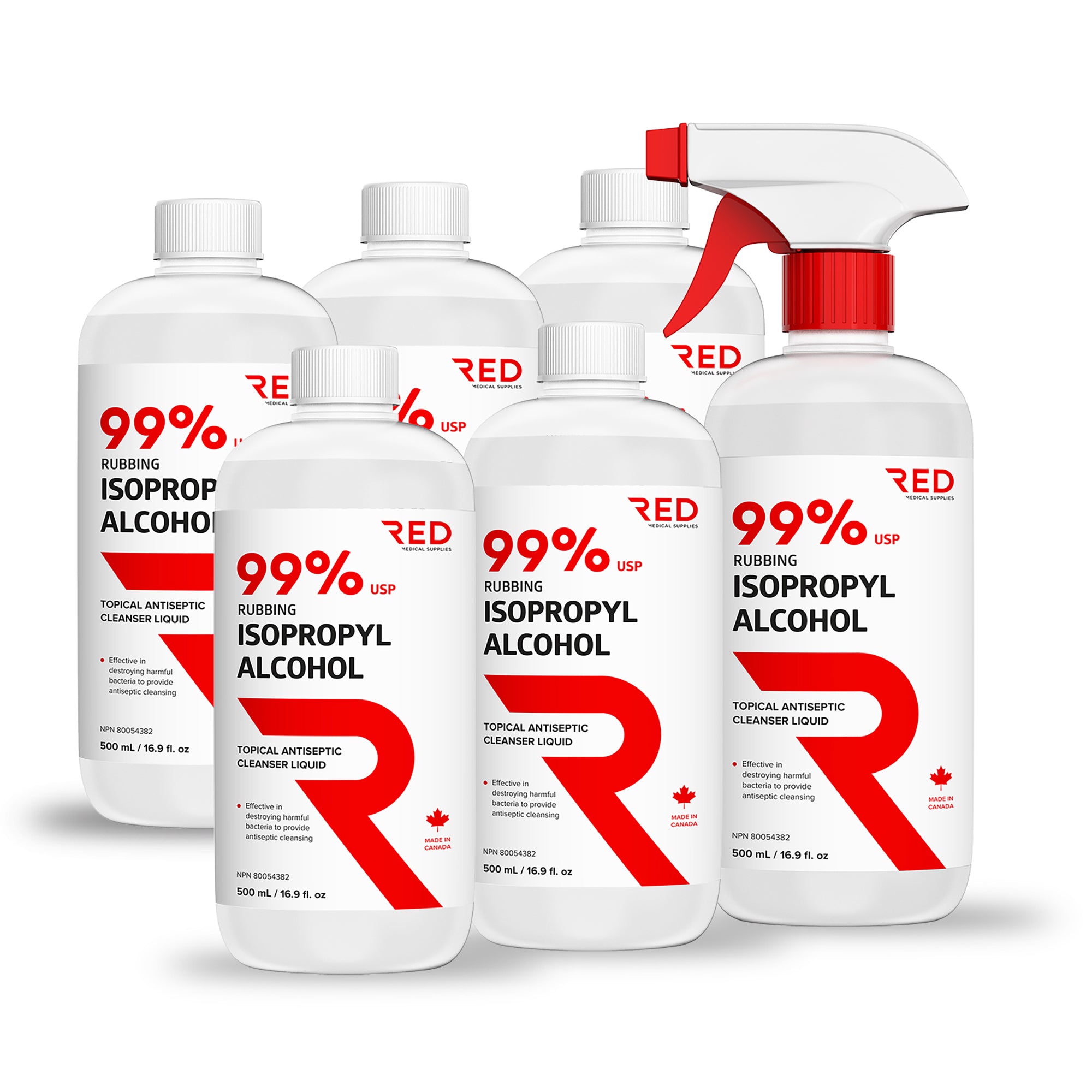 Isopropyl Rubbing Alcohol 99%, 500mL with Spray Trigger - Pharmaceutical Grade - RED Medical Supplies | Advanced Care Supplies
