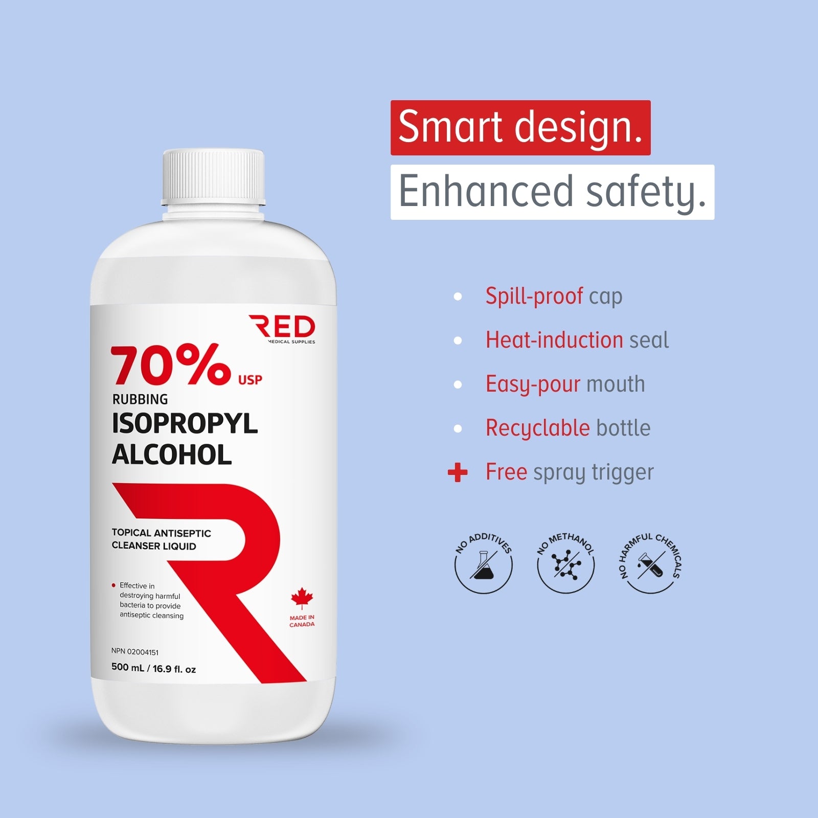 Isopropyl Rubbing Alcohol 70%, 12 x 500 mL - Pharmaceutical Grade - RED Medical Supplies | Advanced Care Supplies