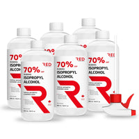 Six bottles of 70 percent isopropyl rubbing alcohol 500 mL with spray trigger