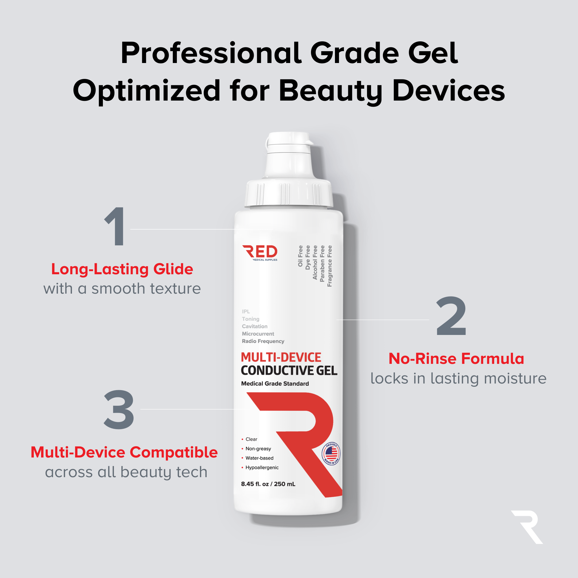 Ultra-Hydrating Conductive Gel for Facial, RF & Cavitation Devices – 96% Organic & Hypoallergenic Formula (8.45 fl oz)