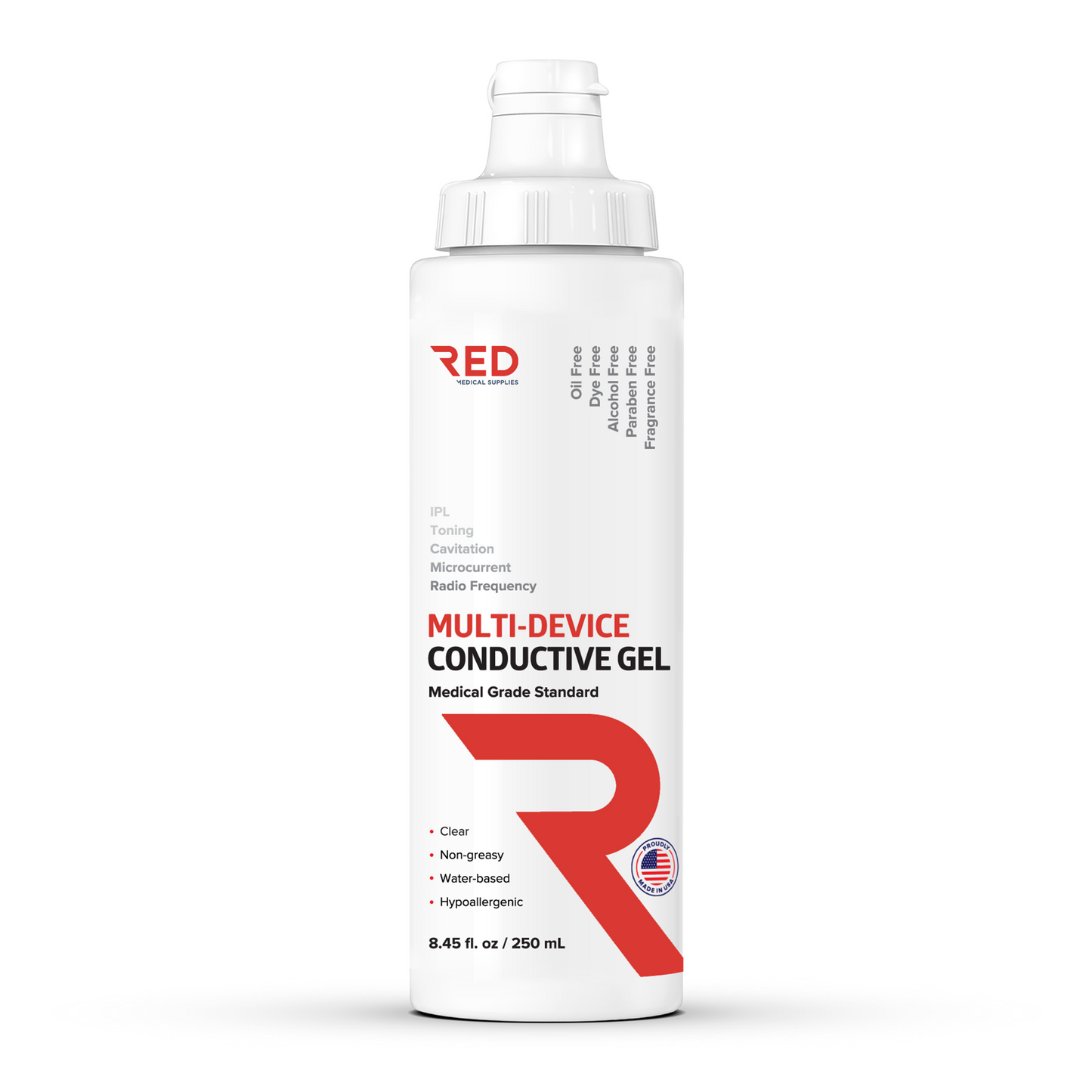 Ultra-Hydrating Conductive Gel for Facial, RF & Cavitation Devices – 96% Organic & Hypoallergenic Formula (8.45 fl oz) - RED Medical Supplies | Advanced Care Supplies 