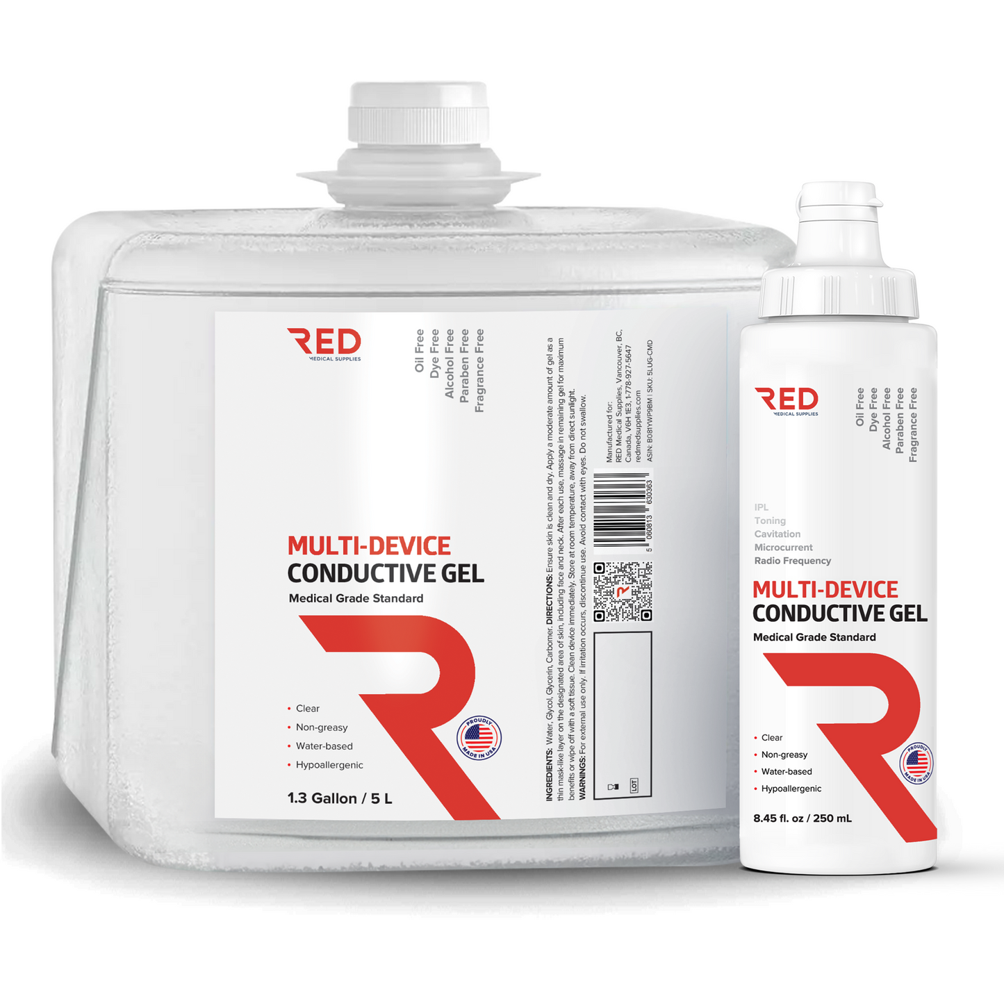 Ultra-Hydrating Conductive Gel for Facial, RF & Cavitation Devices – 96% Organic & Hypoallergenic Formula (8.45 fl oz) - RED Medical Supplies | Advanced Care Supplies 