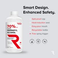 70 percent isopropyl alcohol bottle design features spill proof cap induction seal and spray trigger 