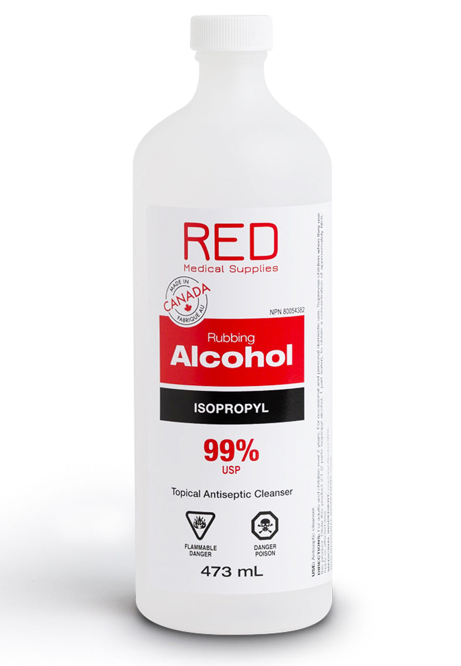 Isopropyl Rubbing Alcohol 99% - 473mL Bottle by RED Medical - RED Medical Supplies | Advanced Care Supplies 